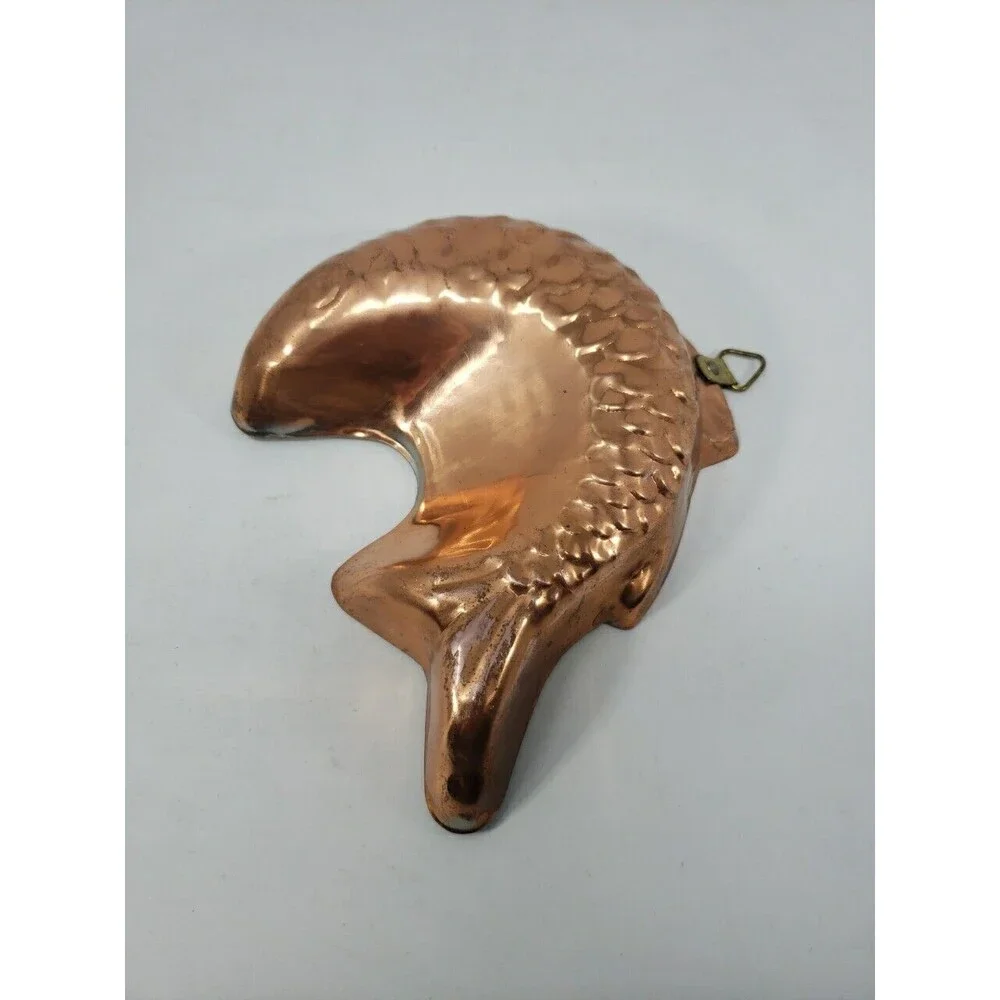 Vintage Metal Fish Mold Hanging Wall Decor Made In Korea Small Copper Color